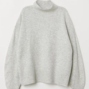 Gray Knit Sweater with Collar